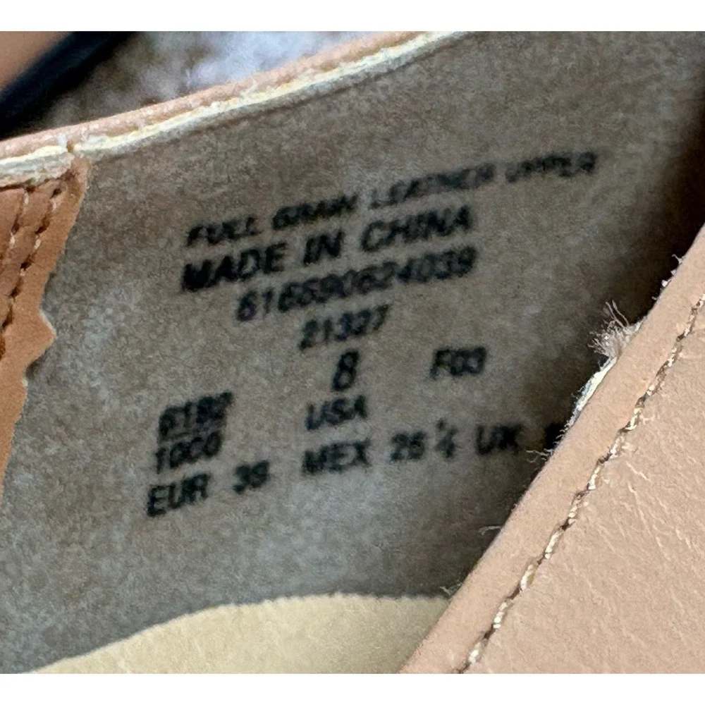 Thom McAn Leather Mary Jane Comfort Shoes‎ Tan Cutout Flats Women's Size 8